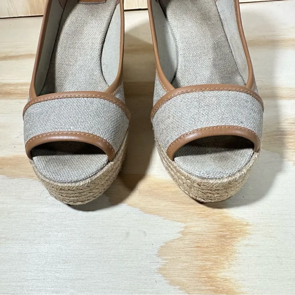 TORY BURCH Majorca Canvas Peep Toe Espadrille Sandals Women’s Size 9